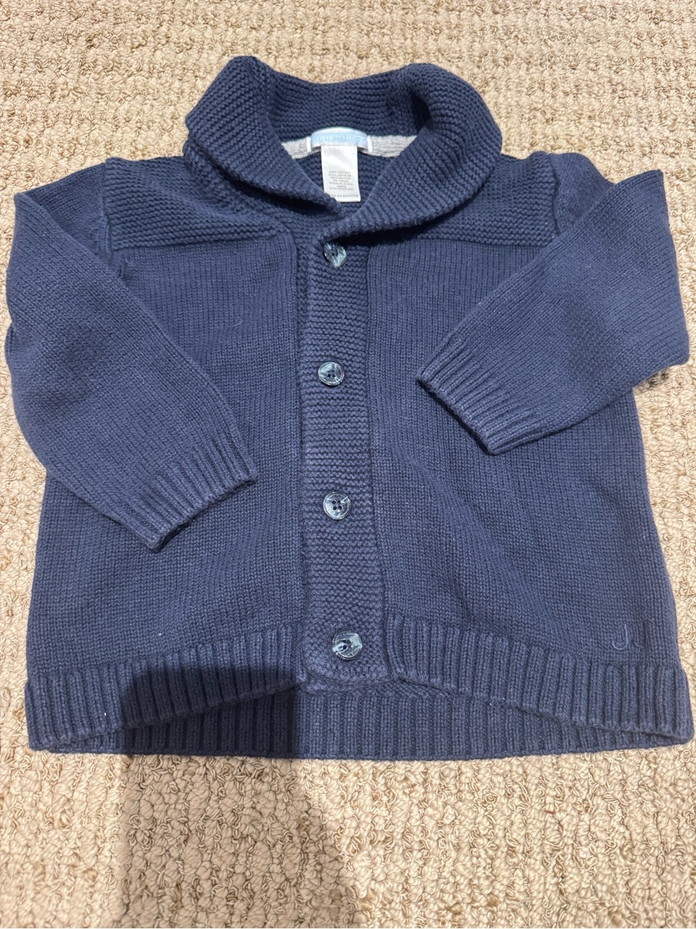 Janie and Jack 18-24 navy Shawl Collar Knit Button-Up Jacket - Kids